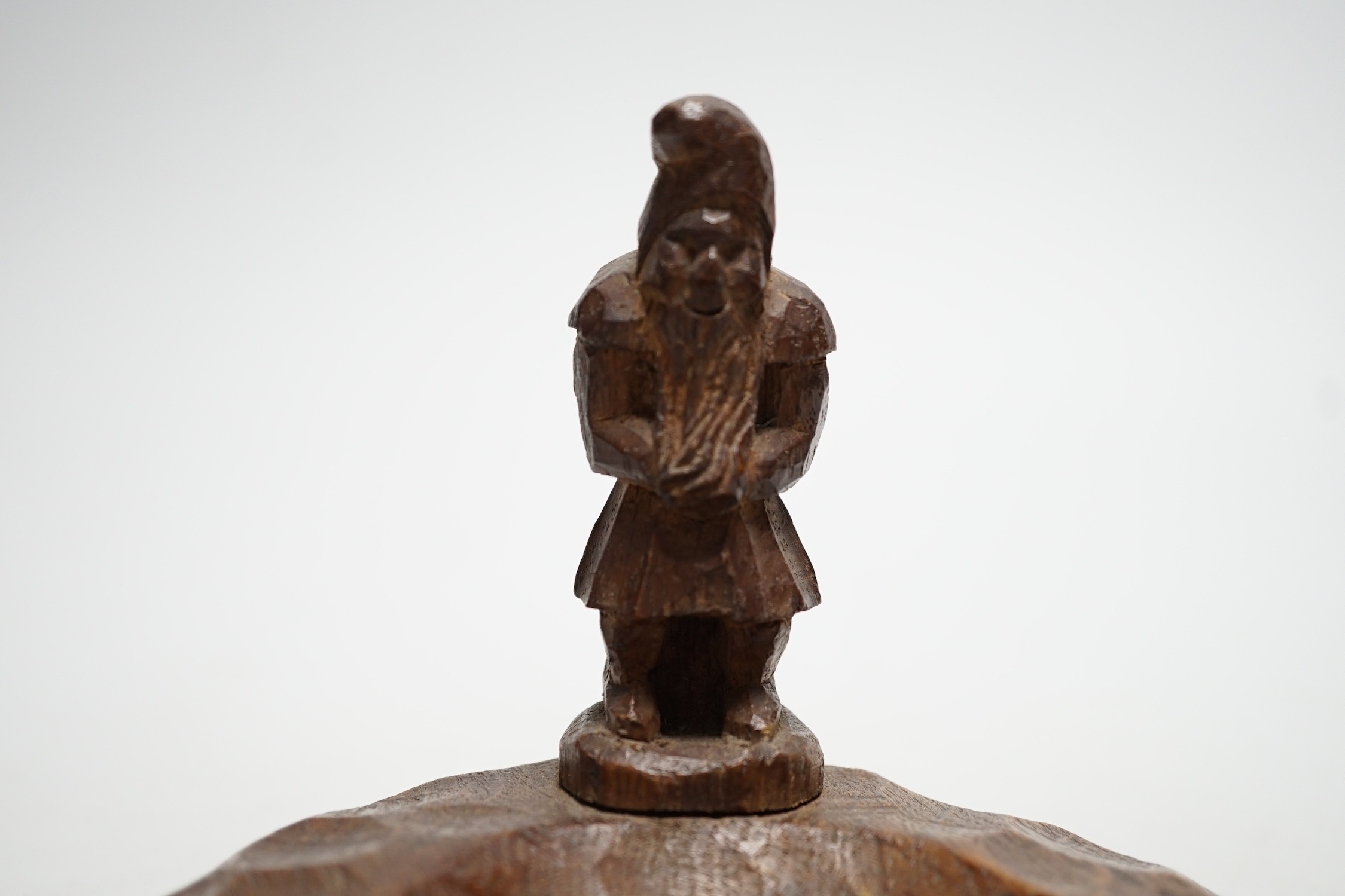A Thomas ‘The Gnomeman’ Whittaker carved oak ash tray, 11cm tall